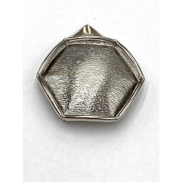 Emmons Silver Tone Textured Hexagon Dress Scarf Clip Vintage Estate - Picture 6 of 7